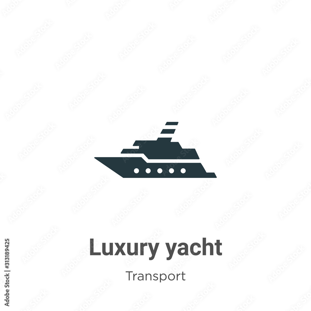 Luxury yacht glyph icon vector on white background. Flat vector luxury ...