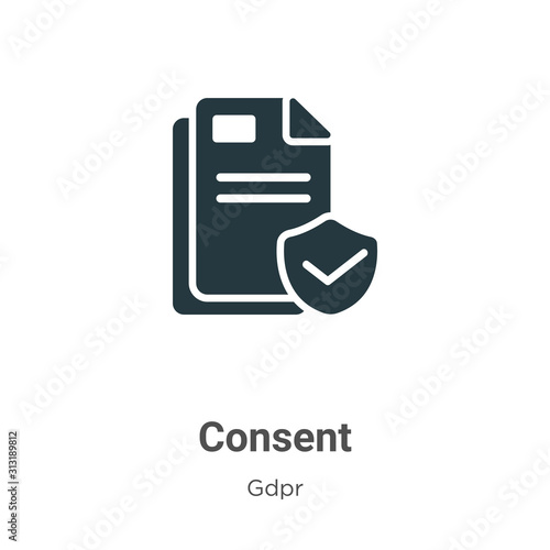 Consent glyph icon vector on white background. Flat vector consent icon symbol sign from modern gdpr collection for mobile concept and web apps design.