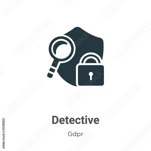 Detective glyph icon vector on white background. Flat vector detective icon symbol sign from modern gdpr collection for mobile concept and web apps design.