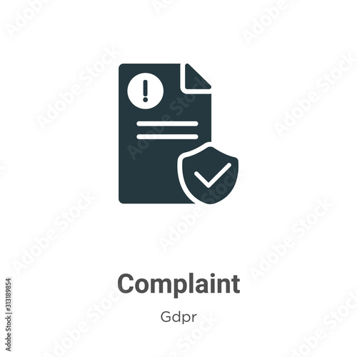 Complaint glyph icon vector on white background. Flat vector complaint icon symbol sign from modern gdpr collection for mobile concept and web apps design.