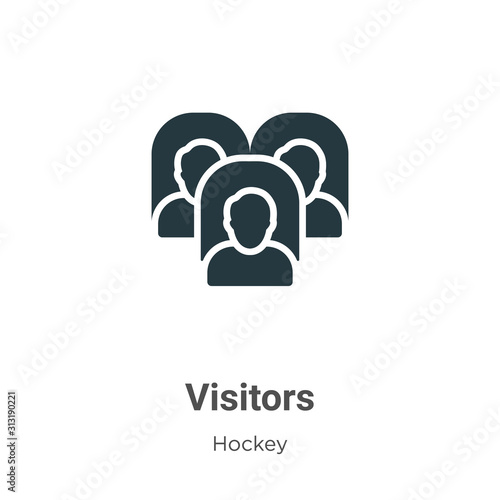 Visitors glyph icon vector on white background. Flat vector visitors icon symbol sign from modern hockey collection for mobile concept and web apps design.