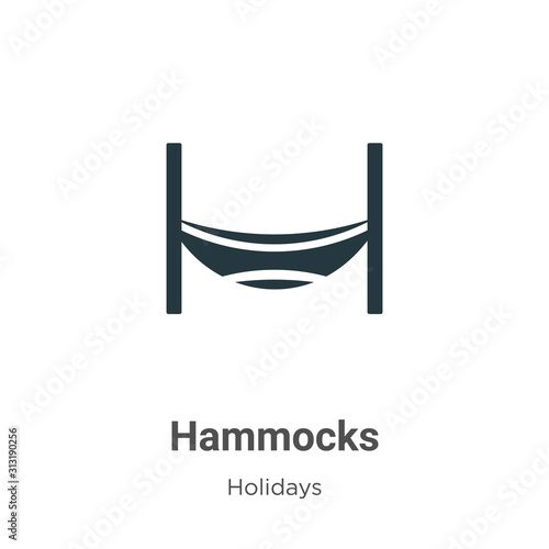 Hammocks glyph icon vector on white background. Flat vector hammocks icon symbol sign from modern holidays collection for mobile concept and web apps design.