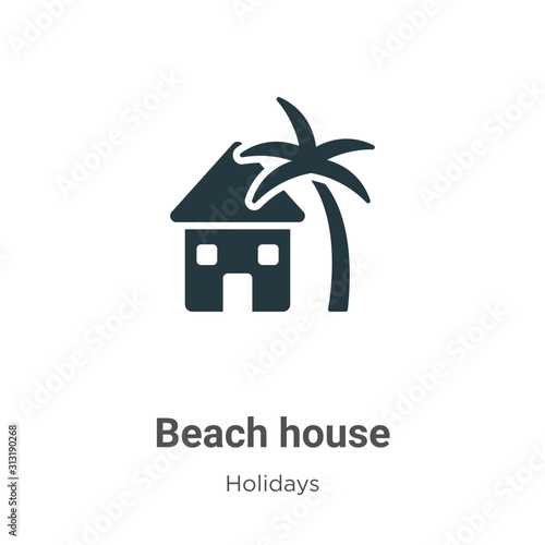 Beach house glyph icon vector on white background. Flat vector beach house icon symbol sign from modern holidays collection for mobile concept and web apps design.