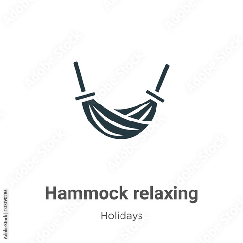 Hammock relaxing glyph icon vector on white background. Flat vector hammock relaxing icon symbol sign from modern holidays collection for mobile concept and web apps design.