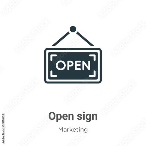 Open sign glyph icon vector on white background. Flat vector open sign icon symbol sign from modern marketing collection for mobile concept and web apps design.