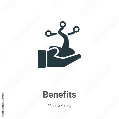 Benefits glyph icon vector on white background. Flat vector benefits icon symbol sign from modern marketing collection for mobile concept and web apps design.