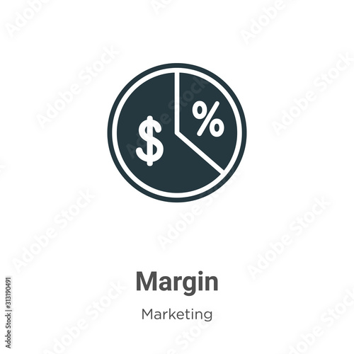 Margin glyph icon vector on white background. Flat vector margin icon symbol sign from modern marketing collection for mobile concept and web apps design.