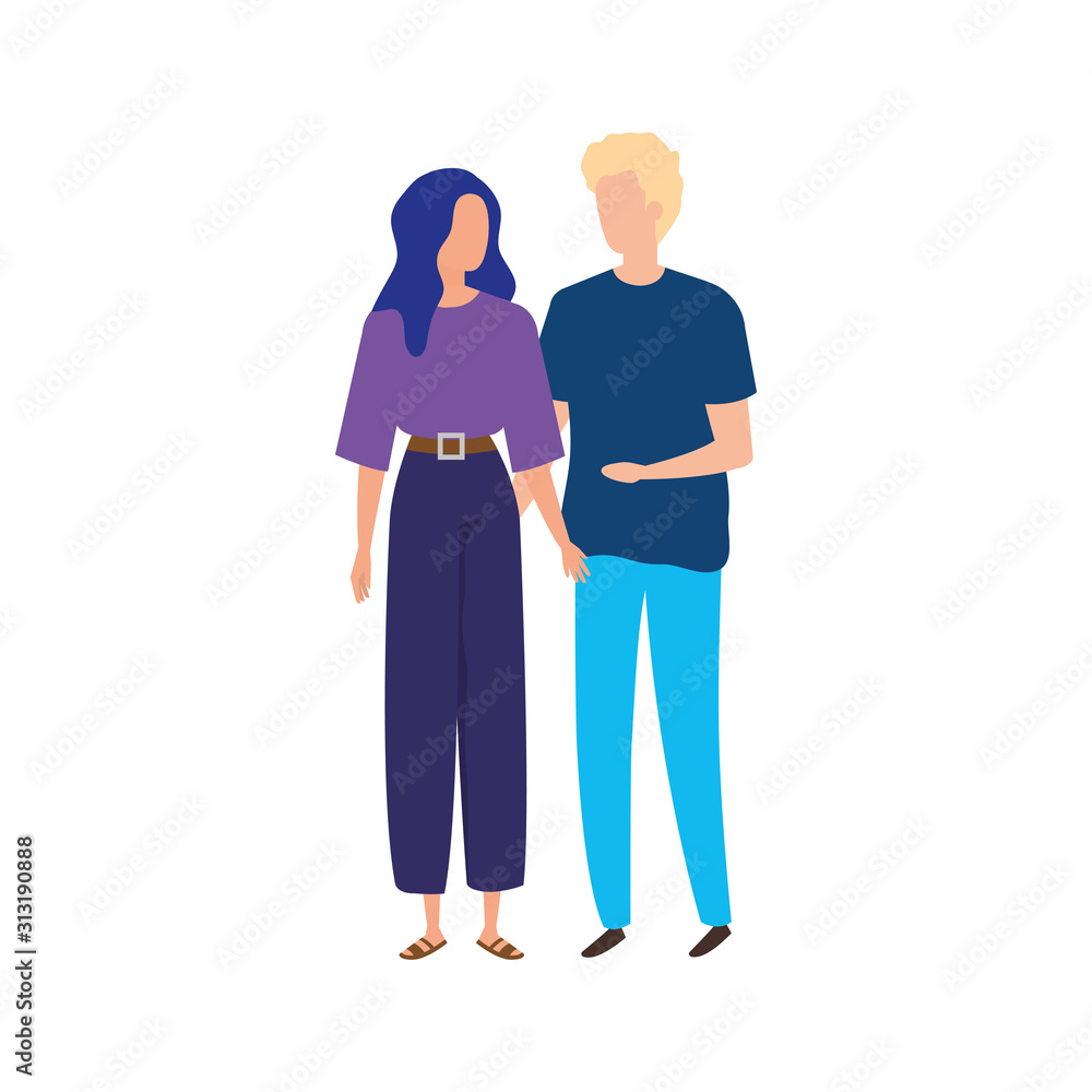 young couple avatar character icons young couple avatar character icons