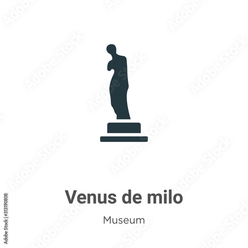 Venus de milo glyph icon vector on white background. Flat vector venus de milo icon symbol sign from modern museum collection for mobile concept and web apps design.