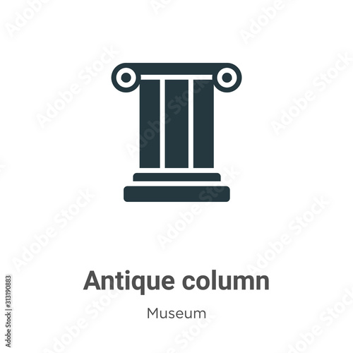 Antique column glyph icon vector on white background. Flat vector antique column icon symbol sign from modern museum collection for mobile concept and web apps design. © Digital Bazaar