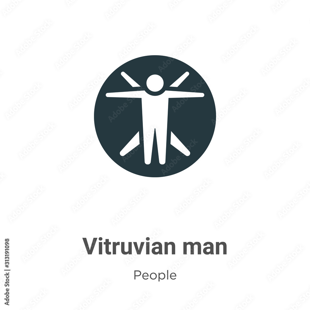 Vitruvian man glyph icon vector on white background. Flat vector ...