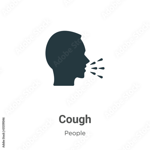 Cough glyph icon vector on white background. Flat vector cough icon symbol sign from modern people collection for mobile concept and web apps design.