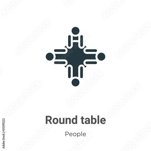 Round table glyph icon vector on white background. Flat vector round table icon symbol sign from modern people collection for mobile concept and web apps design.