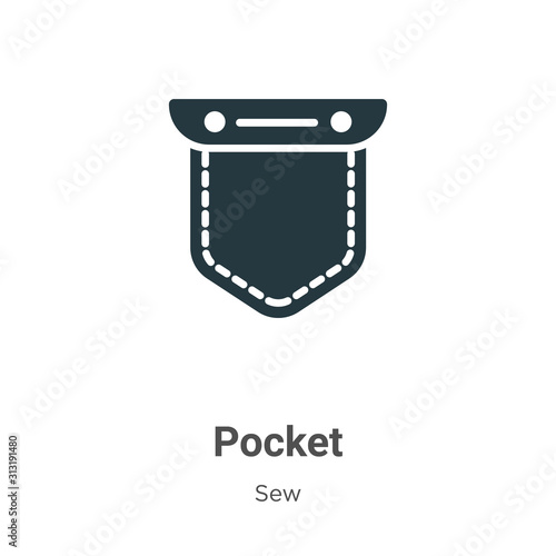 Pocket glyph icon vector on white background. Flat vector pocket icon symbol sign from modern sew collection for mobile concept and web apps design.