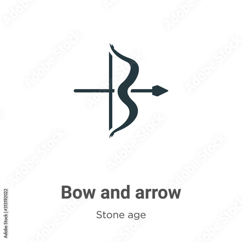 Bow and arrow glyph icon vector on white background. Flat vector bow and arrow icon symbol sign from modern stone age collection for mobile concept and web apps design.