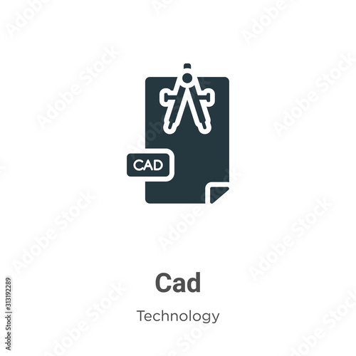 Cad glyph icon vector on white background. Flat vector cad icon symbol sign from modern technology collection for mobile concept and web apps design.