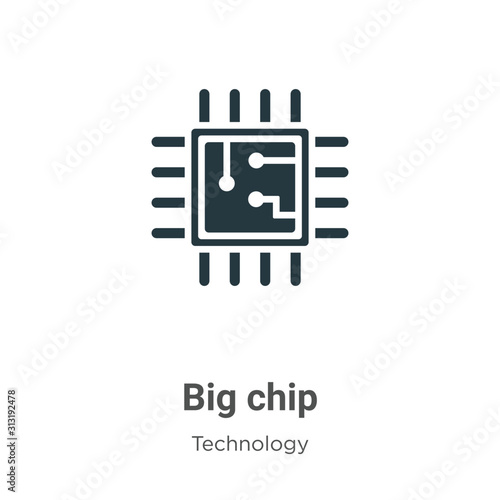Big chip glyph icon vector on white background. Flat vector big chip icon symbol sign from modern technology collection for mobile concept and web apps design.