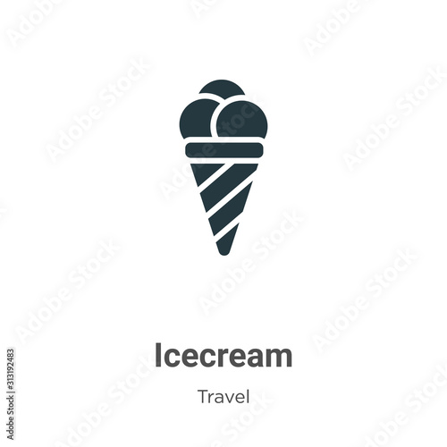 Icecream glyph icon vector on white background. Flat vector icecream icon symbol sign from modern travel collection for mobile concept and web apps design.