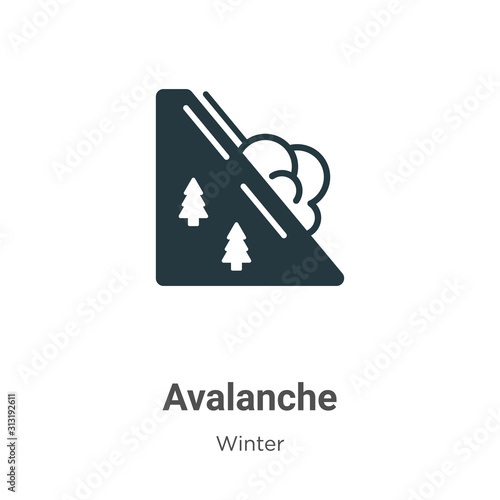 Avalanche glyph icon vector on white background. Flat vector avalanche icon symbol sign from modern winter collection for mobile concept and web apps design.