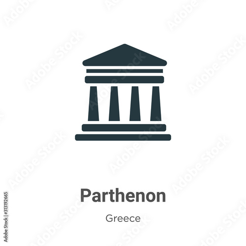 Parthenon glyph icon vector on white background. Flat vector parthenon icon symbol sign from modern greece collection for mobile concept and web apps design.