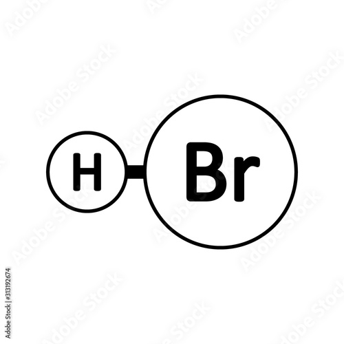 Hydrogen bromide molecule icon.