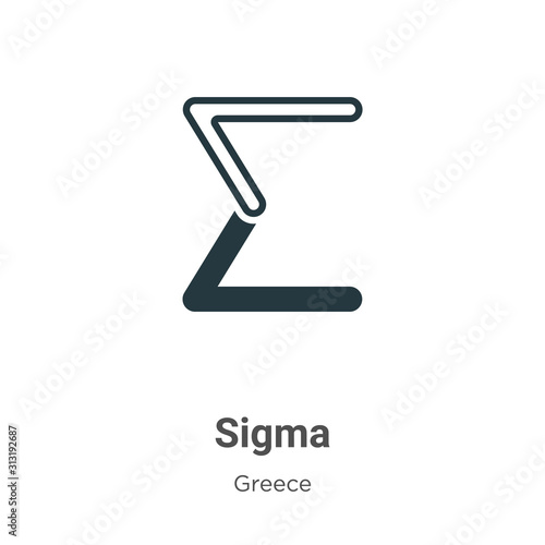 Sigma glyph icon vector on white background. Flat vector sigma icon symbol sign from modern greece collection for mobile concept and web apps design.