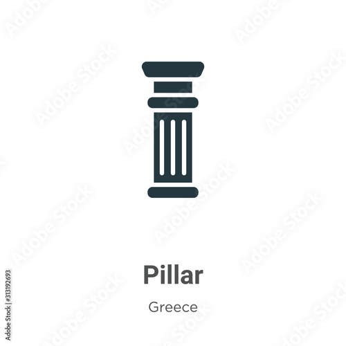 Pillar glyph icon vector on white background. Flat vector pillar icon symbol sign from modern greece collection for mobile concept and web apps design.