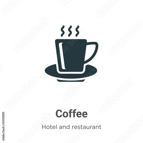 Coffee glyph icon vector on white background. Flat vector coffee icon symbol sign from modern hotel collection for mobile concept and web apps design.