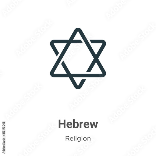 Hebrew glyph icon vector on white background. Flat vector hebrew icon symbol sign from modern religion collection for mobile concept and web apps design.
