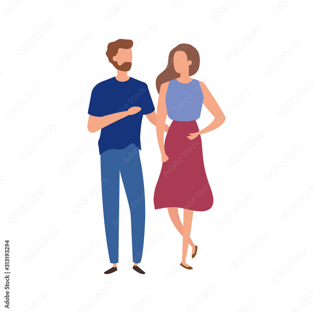 young couple avatar character icons