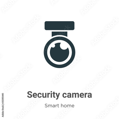 Security camera glyph icon vector on white background. Flat vector security camera icon symbol sign from modern smart house collection for mobile concept and web apps design.
