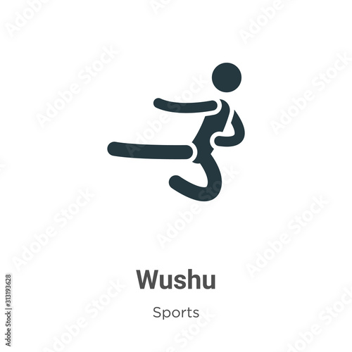 Wushu glyph icon vector on white background. Flat vector wushu icon symbol sign from modern sports collection for mobile concept and web apps design.