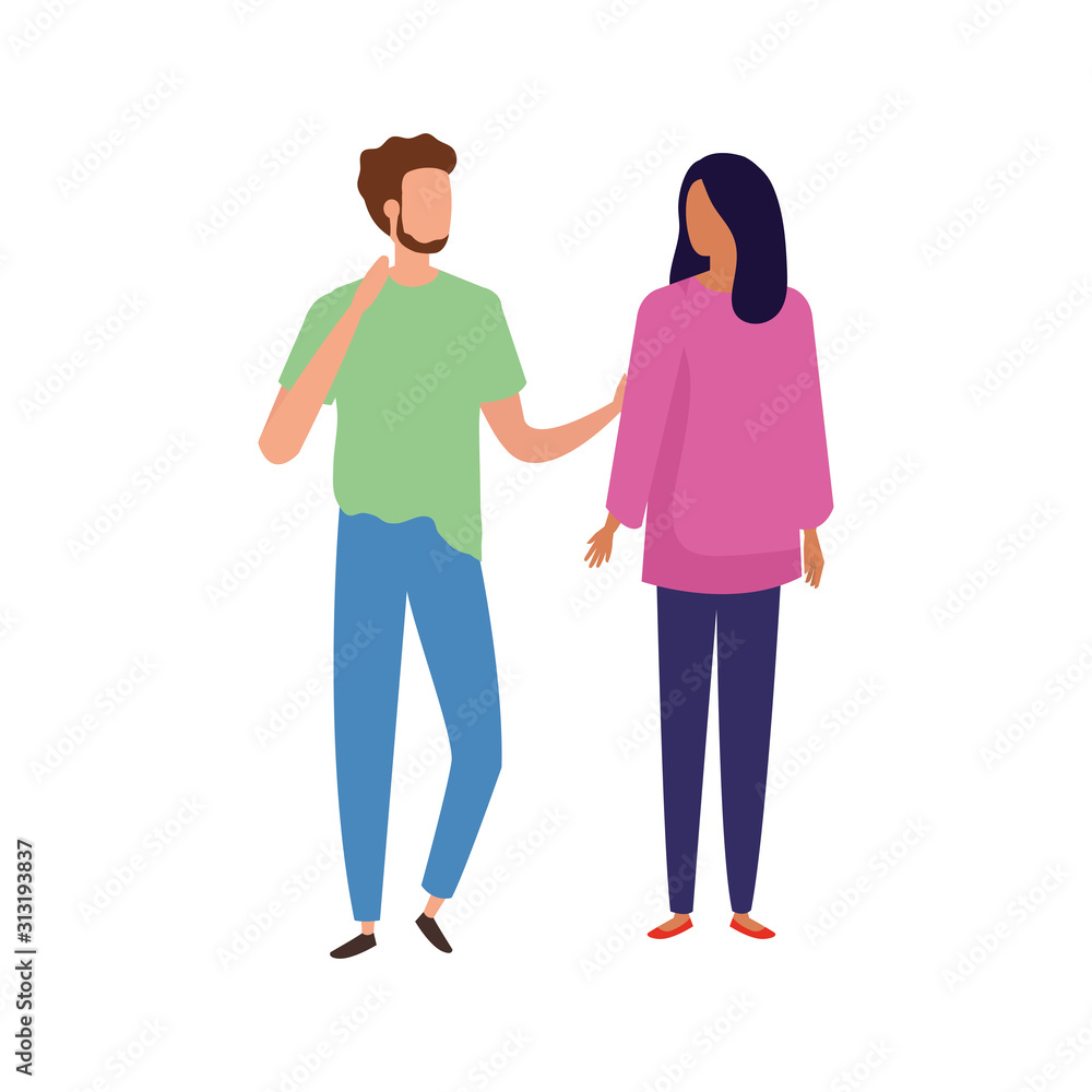 young couple avatar character icons young couple avatar character icons