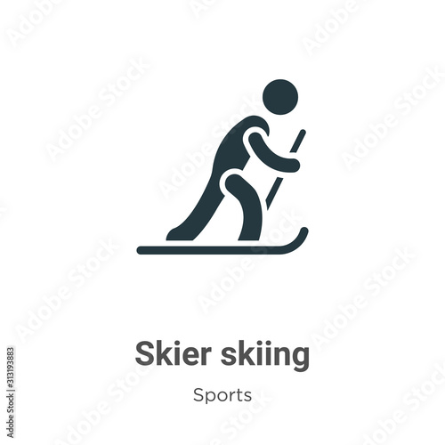 Skier skiing glyph icon vector on white background. Flat vector skier skiing icon symbol sign from modern sports collection for mobile concept and web apps design.