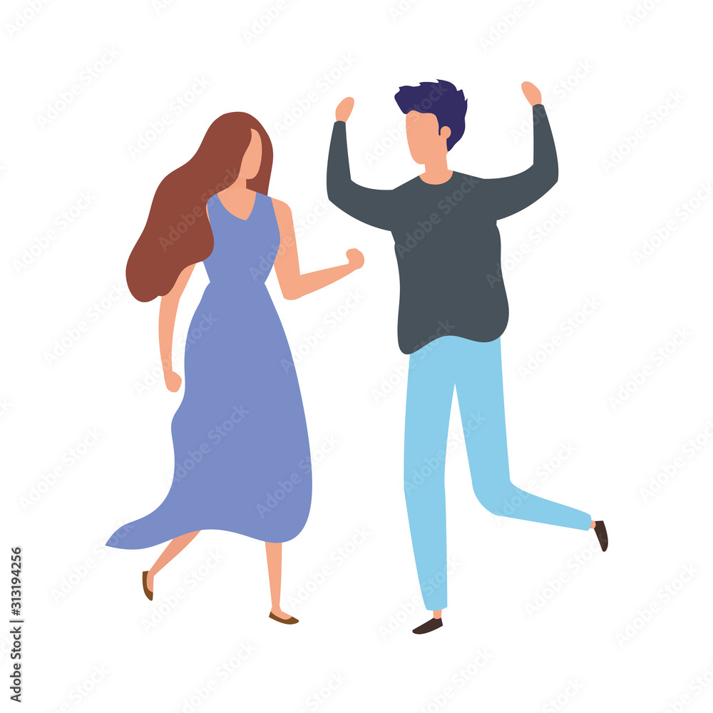 young couple avatar character icons young couple avatar character icons