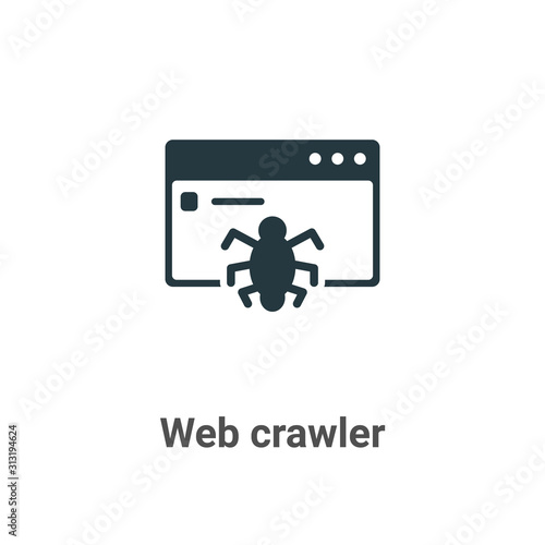 Web crawler glyph icon vector on white background. Flat vector web crawler icon symbol sign from modern ui collection for mobile concept and web apps design.