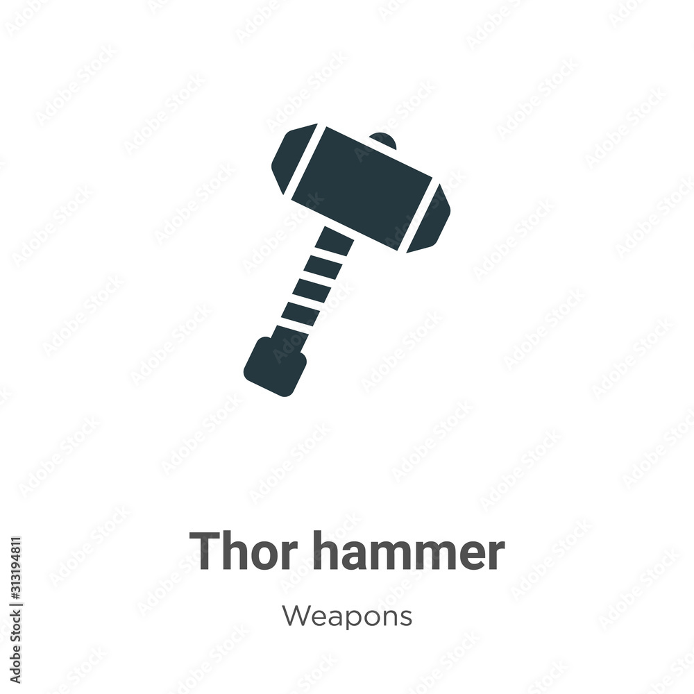 Thor hammer glyph icon vector on white background. Flat vector thor hammer  icon symbol sign from modern weapons collection for mobile concept and web  apps design. Stock Vector | Adobe Stock