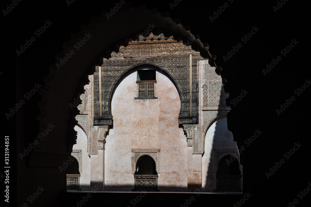 Shadow of an arabic arch in Fez, Morocco