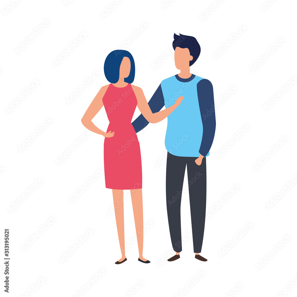 young couple avatar character icons