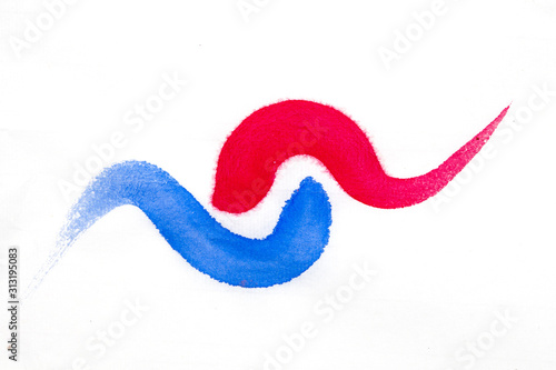 Hand Drawn watercolor Flag of South Korea on rice paper