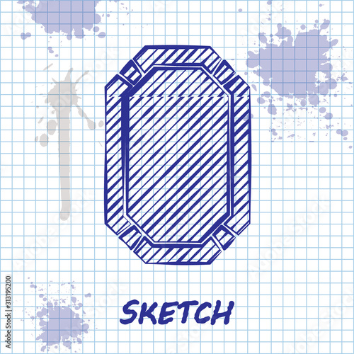 Sketch line Poker table icon isolated on white background. Vector Illustration