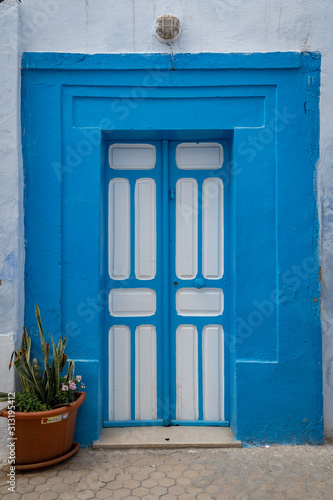 Beautiful painted door in Kairouan, Tunisia