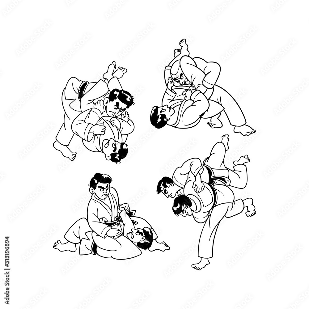 Obraz premium Jiu Jitsu Vector Set T Shirts Design