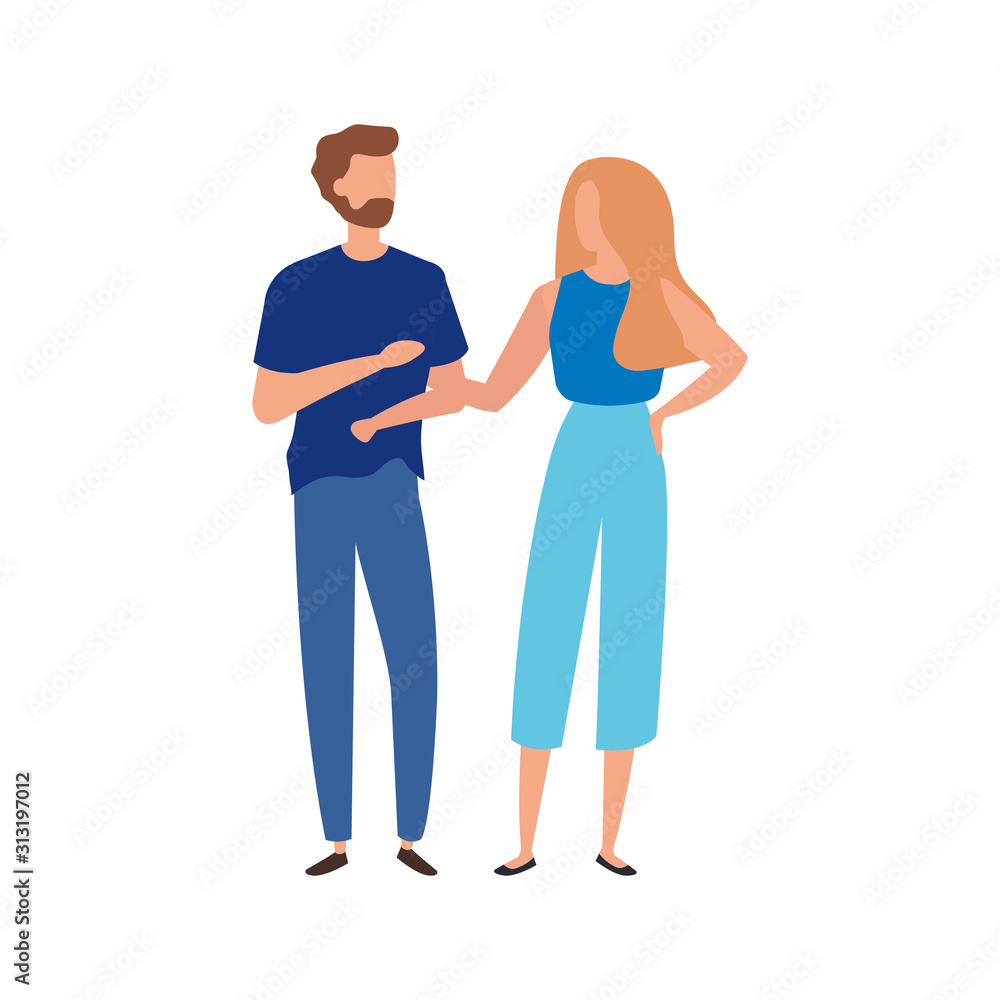 young couple avatar character icons young couple avatar character icons
