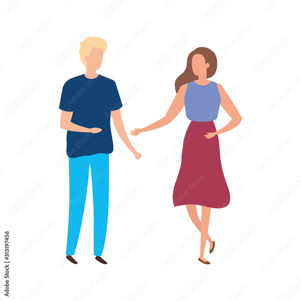 young couple avatar character icons