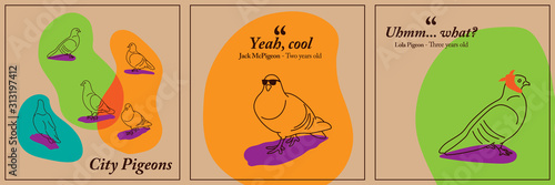 Cool Hipster Trendy City Pigeons