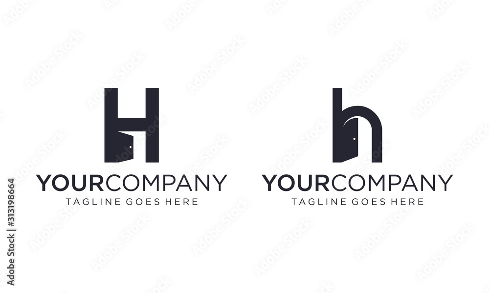 Door icon with H letter for logo design vector editable Door icon with H letter for logo design vector editable