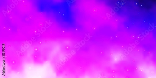 Light Purple, Pink vector template with neon stars. Blur decorative design in simple style with stars. Pattern for websites, landing pages.