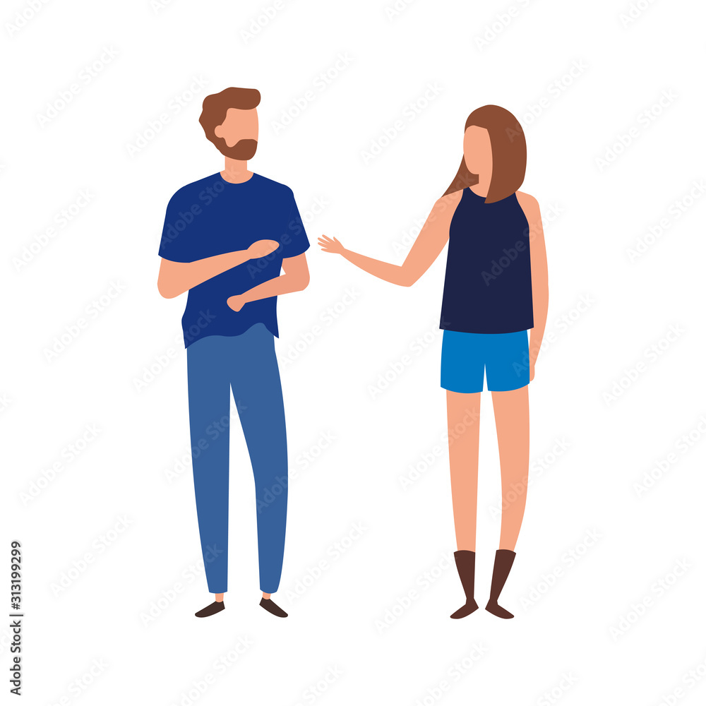 young couple avatar character icons young couple avatar character icons