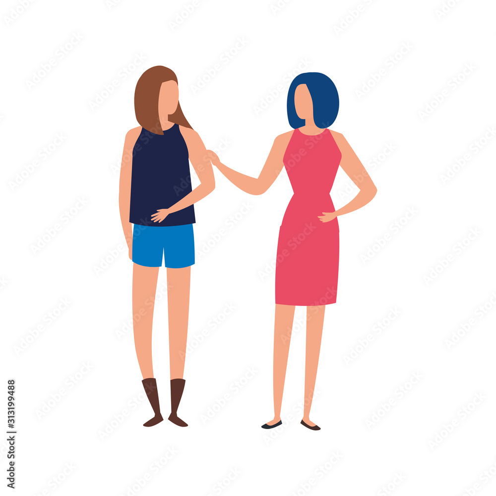 Fototapeta premium beautiful women avatar characters icons